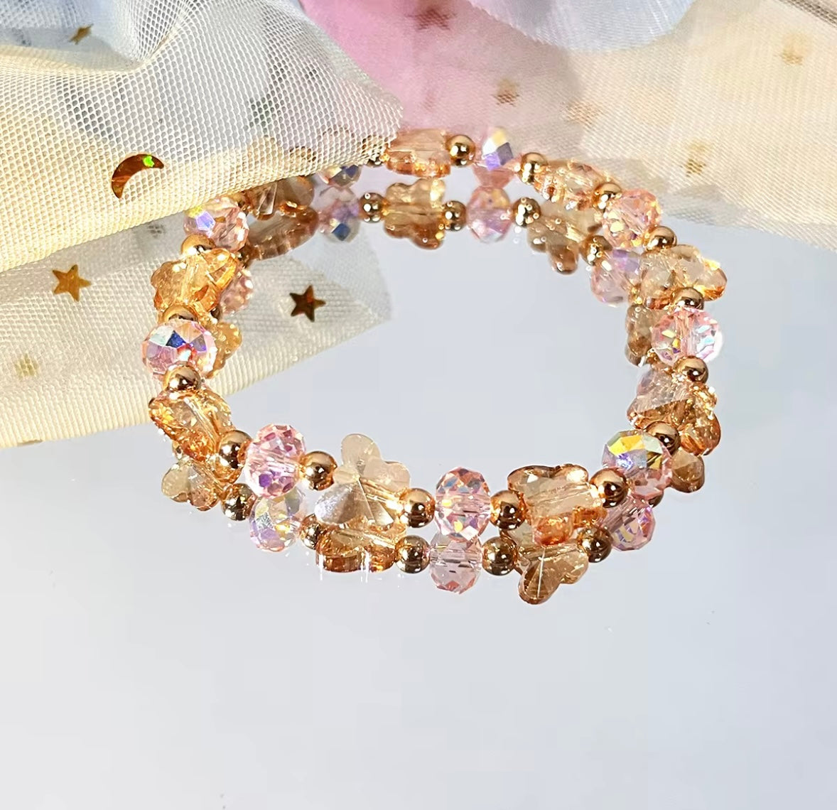 Sparkling Butterfly Beaded Bracelet
